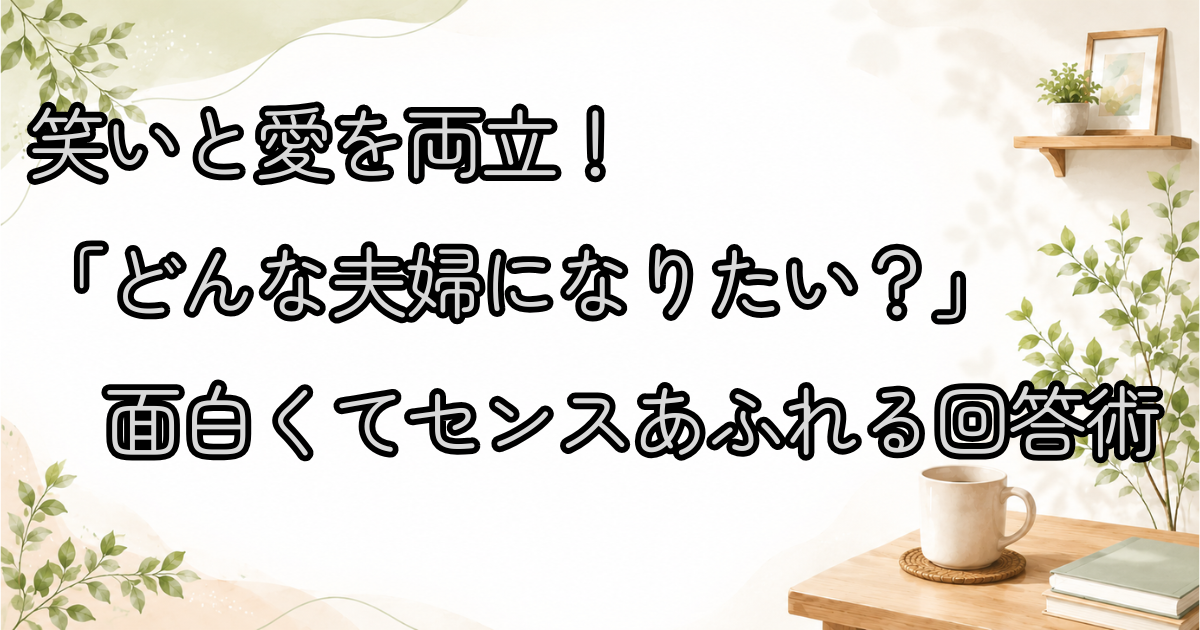 笑いと愛を両立！「どんな夫婦になりたい？」の面白くてセンスあふれる回答術