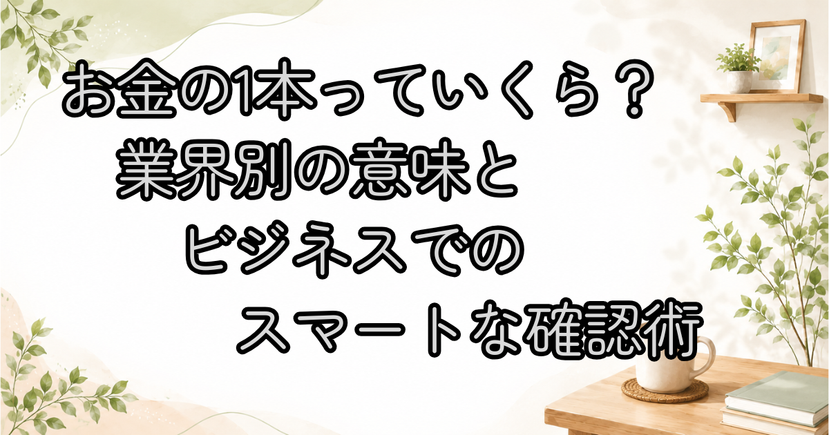 お金の1本っていくら？業界別の意味とビジネスでのスマートな確認術