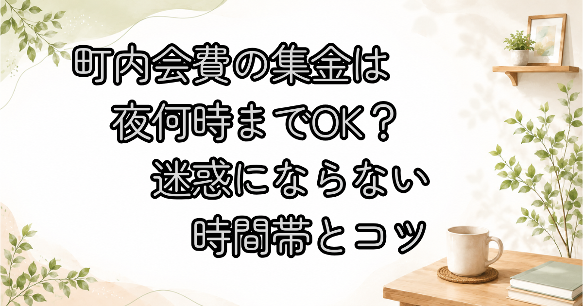 町内会費の集金は夜何時までOK？迷惑にならない時間帯とコツ