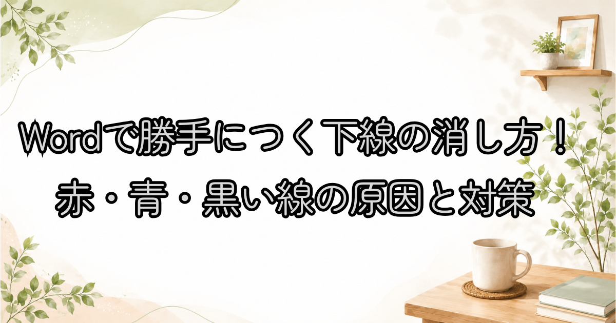 Wordで勝手につく下線の消し方！赤・青・黒い線の原因と対策