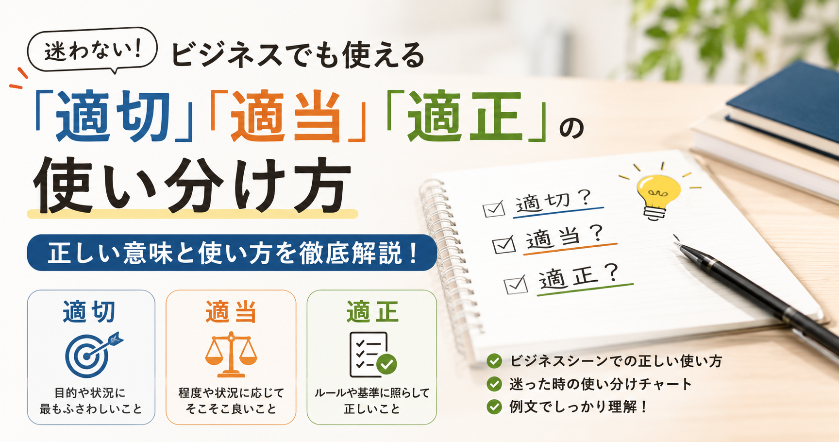 「適切」「適当」「適正」の使い分け方｜ビジネスでも迷わない正しい表現術