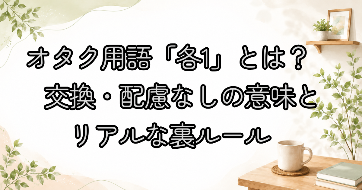 オタク用語「各1」とは？交換・配慮なしの意味とリアルな裏ルール